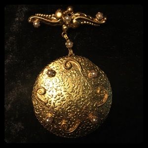 Vintage Brooch with Hanging Medallion